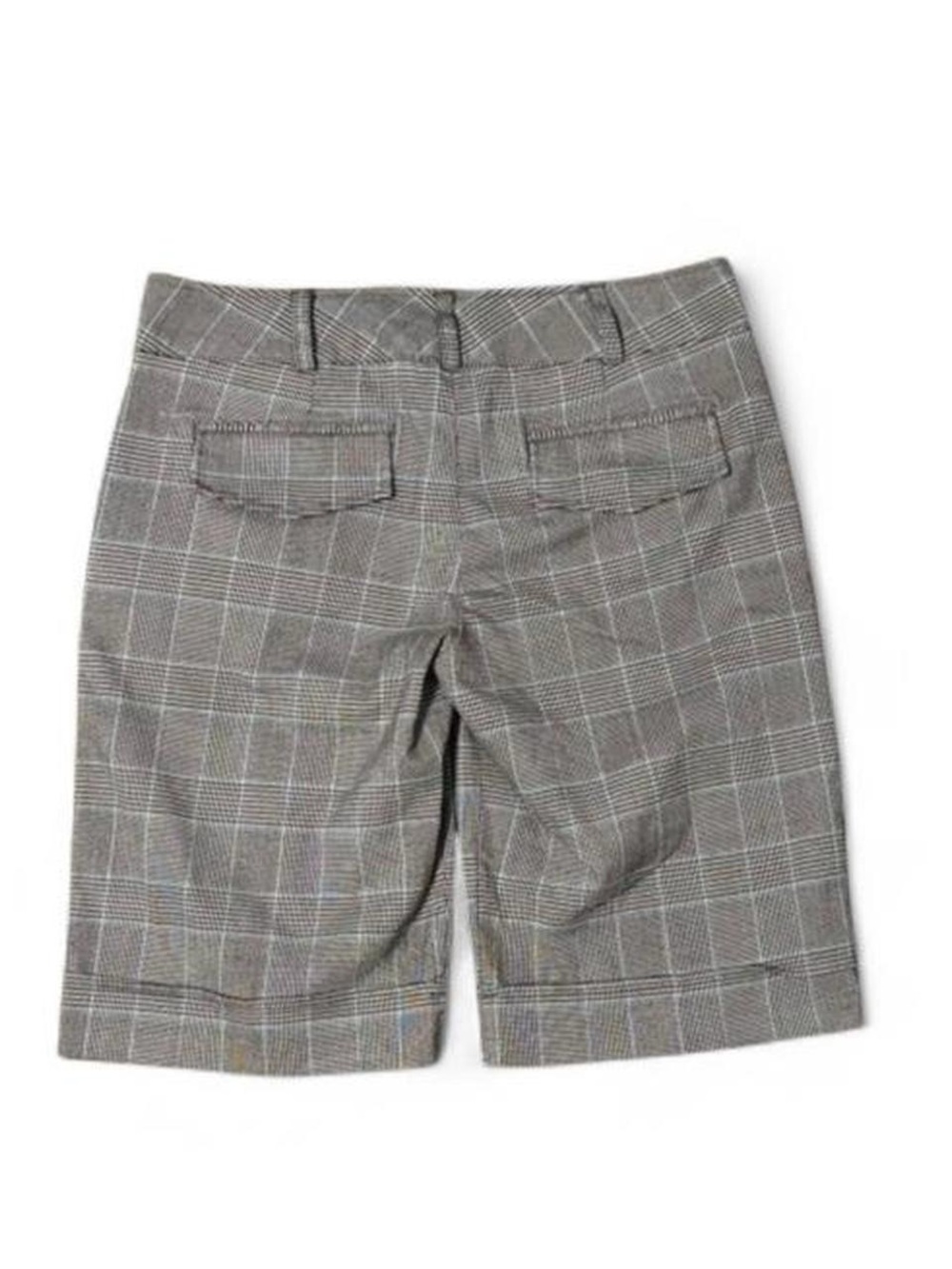 Speechless Glen Check Plaid Tailored Shorts Size 5 Neutral Teal Cuffed - Picture 2 of 5